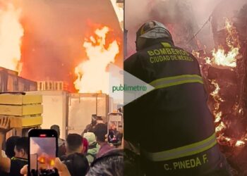 Incendio destruye tres cajas de tráiler en la Central de Abasto de Iztapalapa
