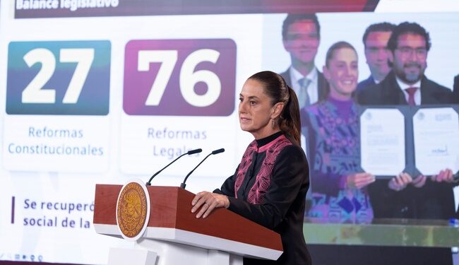 Presidenta resalta aprobación de 27 reformas constitucionales y 76 legales que recuperan el sentido social y la soberanía en la Constitución