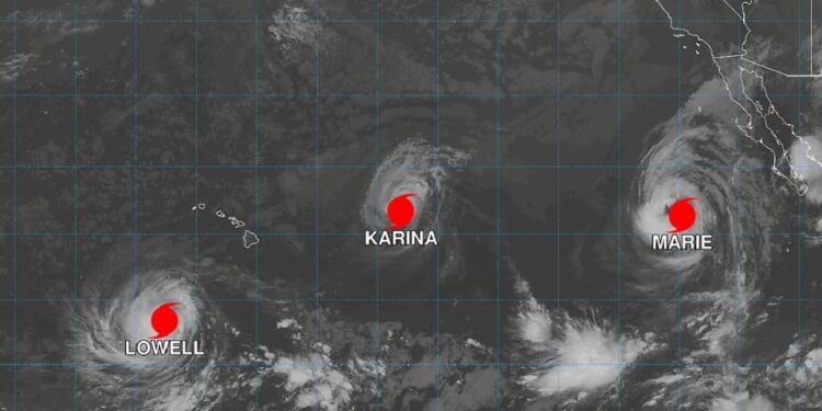 Alertan por la presencia de tres huracanes simultáneos en el Pacífico; uno ocasionará lluvias en Hawaii