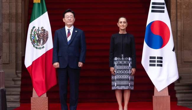 Claudia Sheinbaum recibe en Palacio Nacional a su homólogo de la República de Corea, Lee Jae-myung