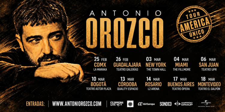 Antonio Orozco llevará su «Tour Único América 2027» a México, Estados Unidos y Latinoamérica
